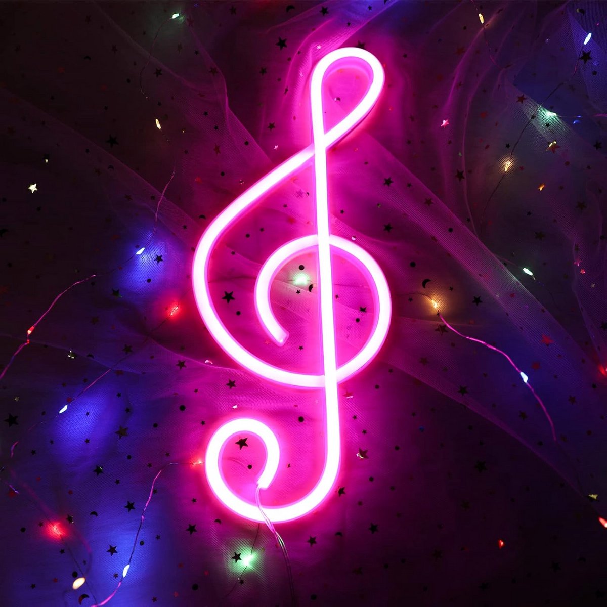 Muziek LED Neon Sign - Roze Neon Nachtlampje voor Muurdecoratie
