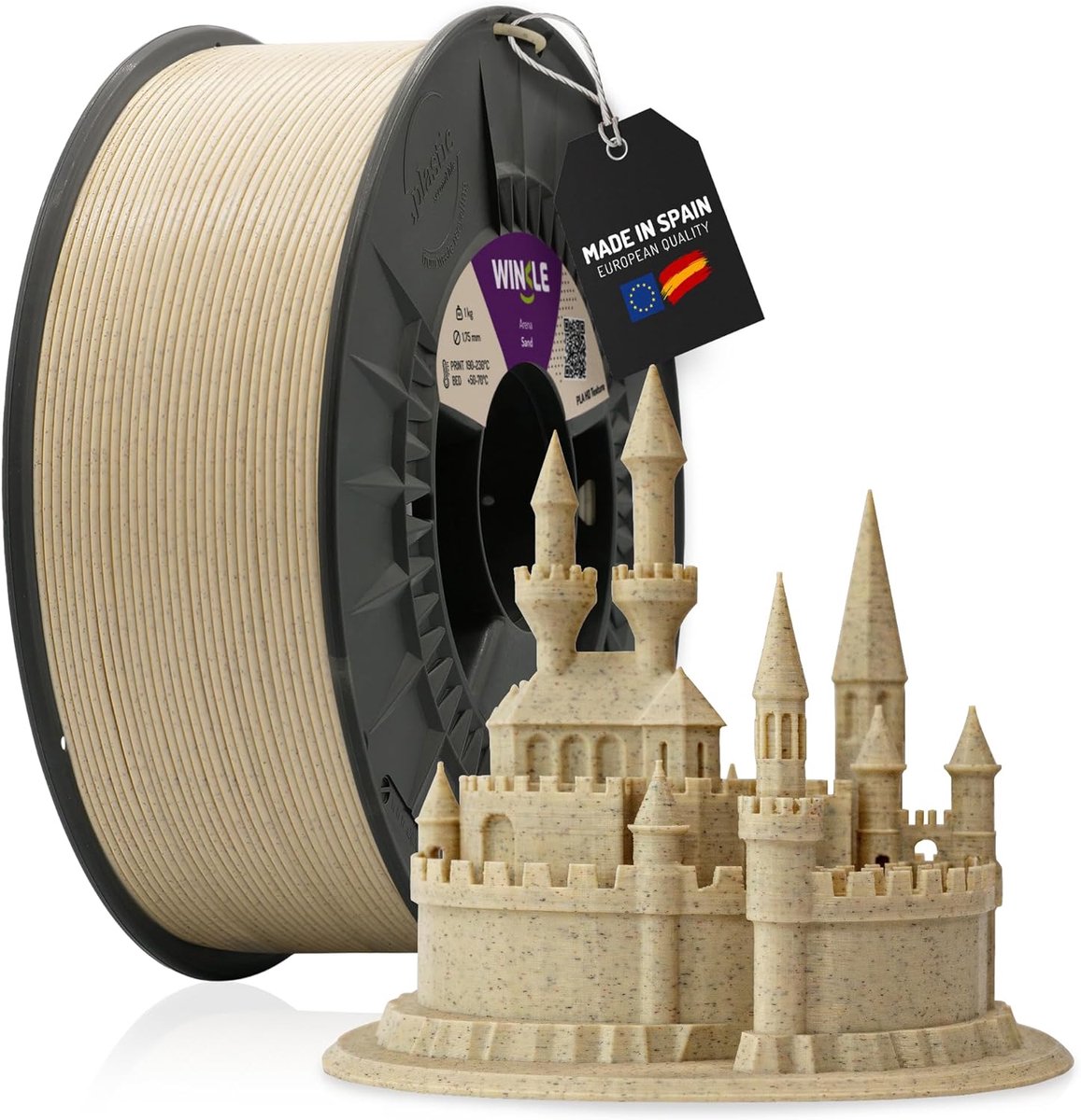 Textured 3D Printer Filament - HD PLA, Sand, 2.85mm, 1kg - Ideal for High-Quality Prints