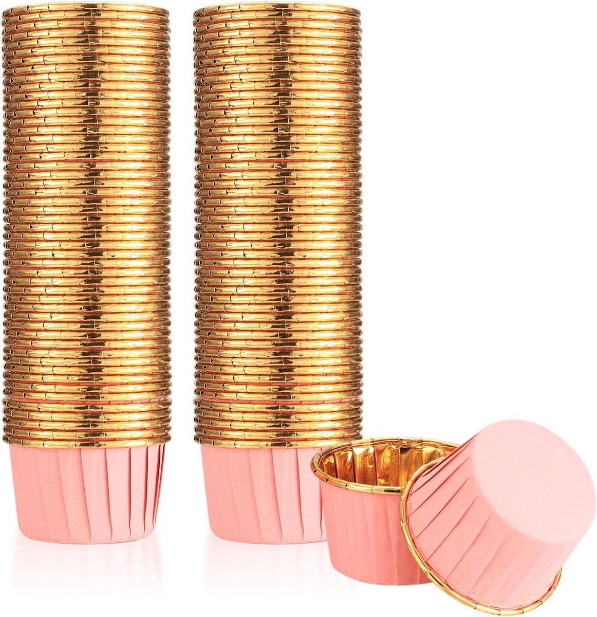 Roze Gouden Muffinvormpjes - 100 Stuks voor Cupcakes en Desserts