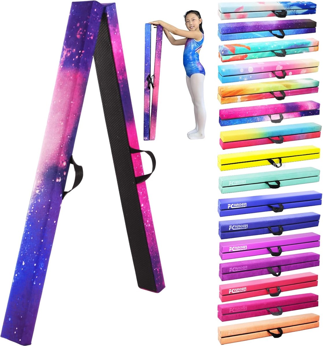 Opvouwbare Balansbalk 8FT - Gymnastiek Balk voor Kinderen - Antislip en Draagtas