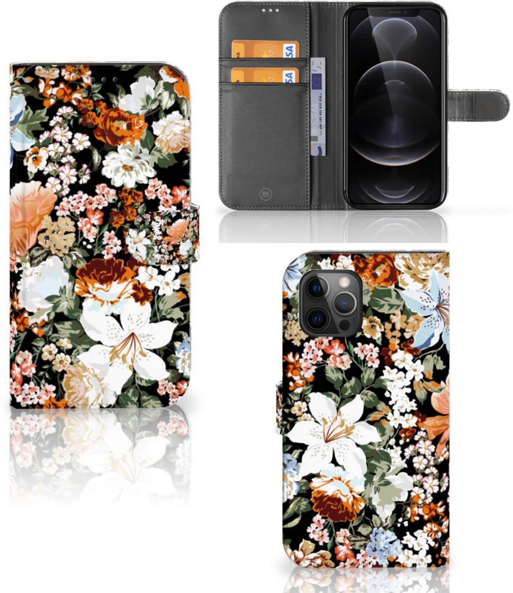 Boekhoesje voor Hoesje voor Apple iPhone 12 Pro Max Dark Flowers