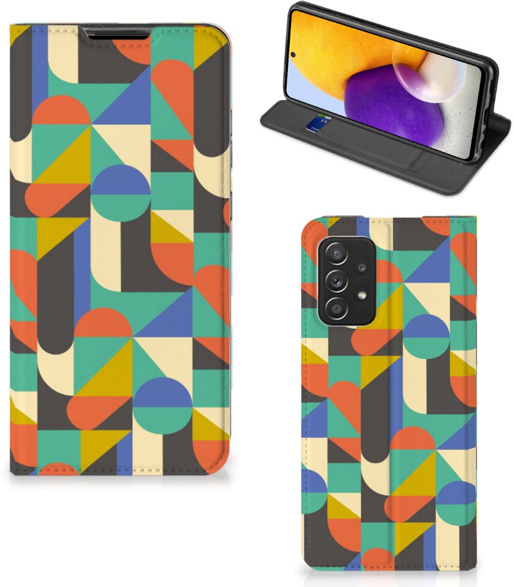 Book Case voor Samsung Galaxy A72 (5G/4G) Hoesje met Magneet Funky Retro
