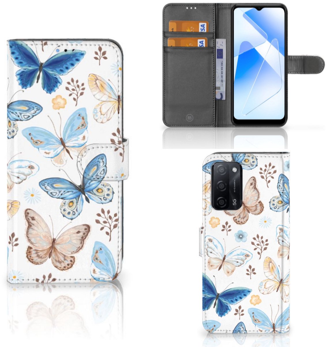 Telefoonhoesje met Pasjes voor OPPO A16/A16s/A54s Vlinder