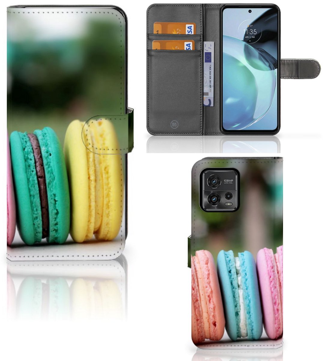 Motorola Moto G72 Book Cover Macarons