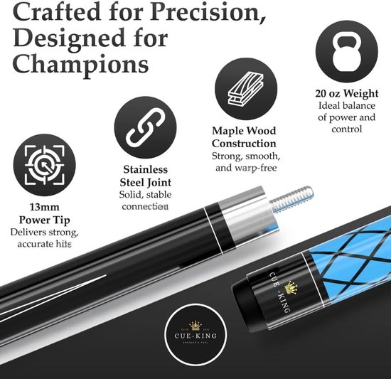 58 inch Poolkeu met Premium Canadese Esdoorn en 13 mm Tip - 2-delig, Amerikaanse Stijl van Merkloos — afbeelding 4