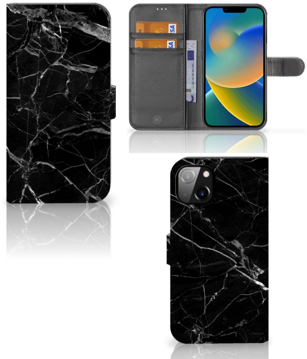 iPhone 14 Plus Bookcase Marmer Zwart - Origineel Cadeau Vader