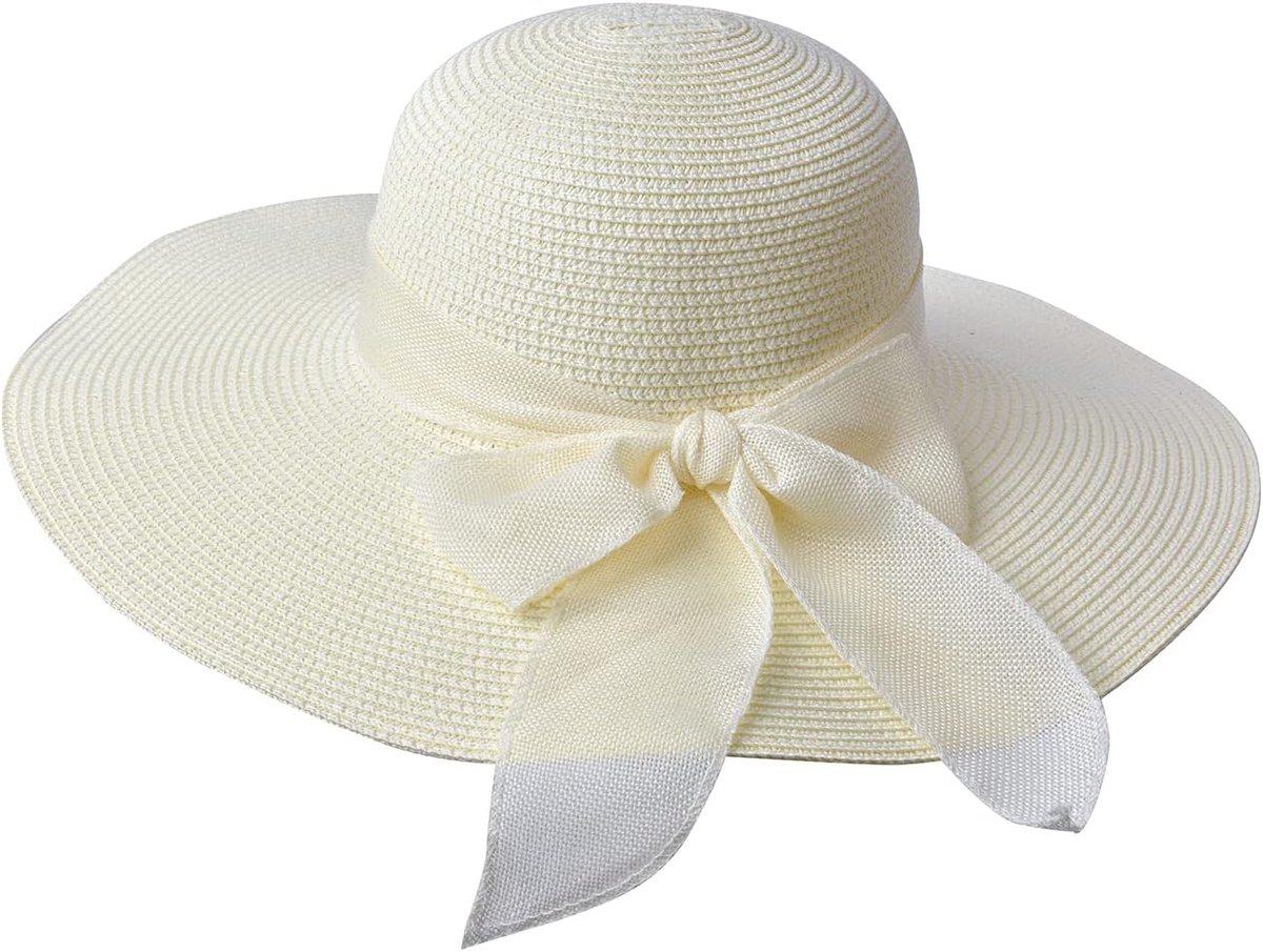 Straw Zonnehoed voor Dames met Strik - Ideaal voor Strand en Zomer