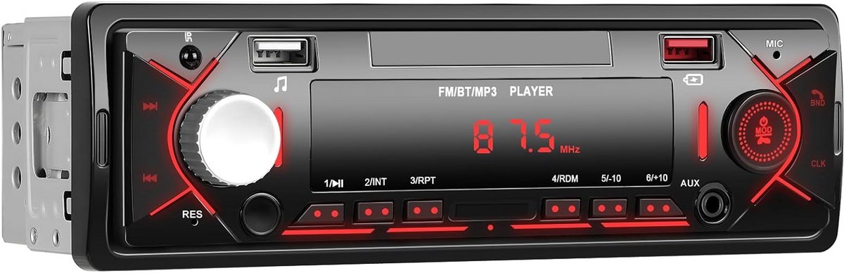 Bluetooth 1 Din Autoradio met Handsfree en MP3 Speler