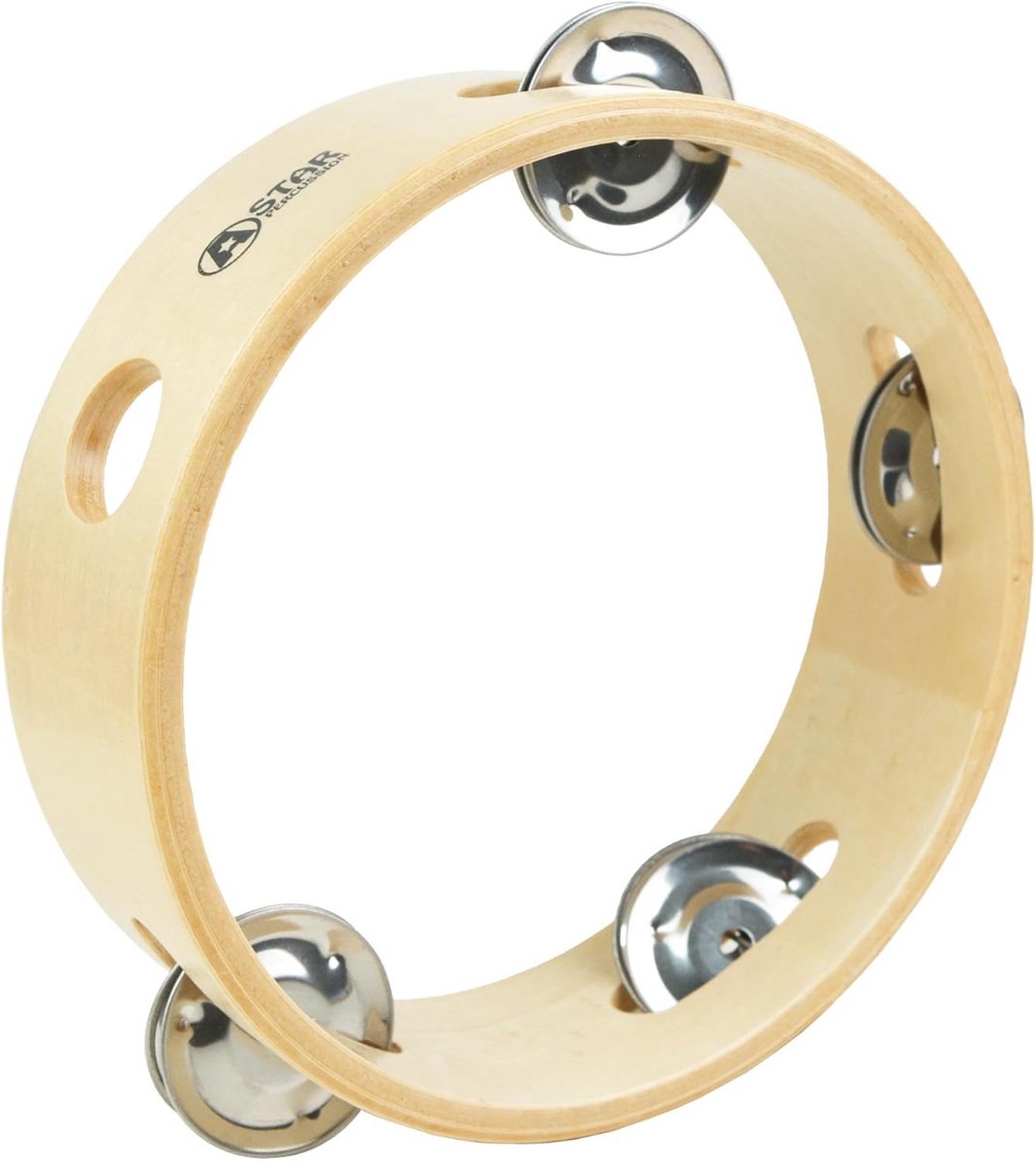 6 Inch Handheld Wooden Tambourine with Jingles