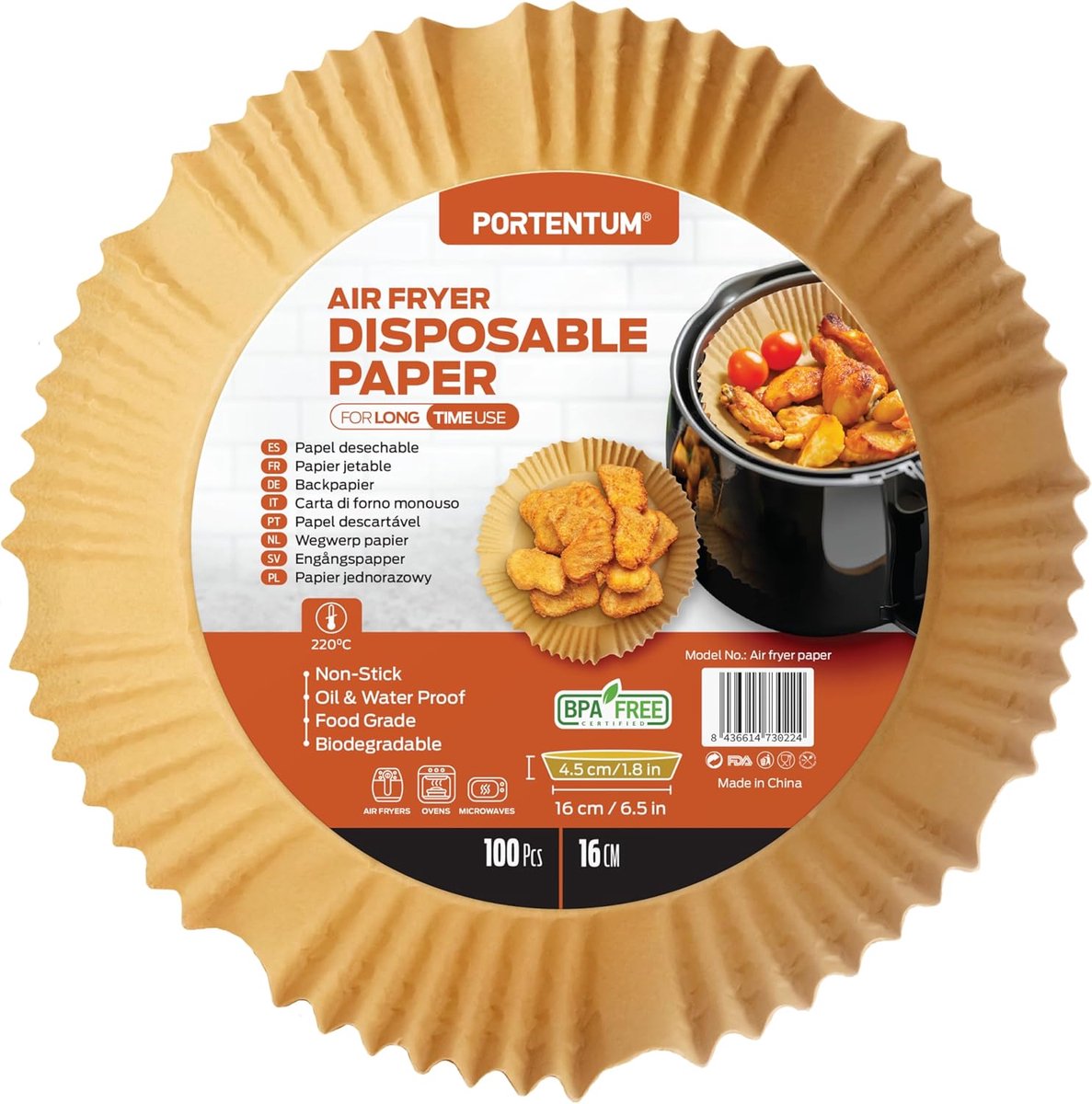 Airfryer Bakpapier 100 Stuks - BPA-Vrij, Waterdicht en Oliebestendig