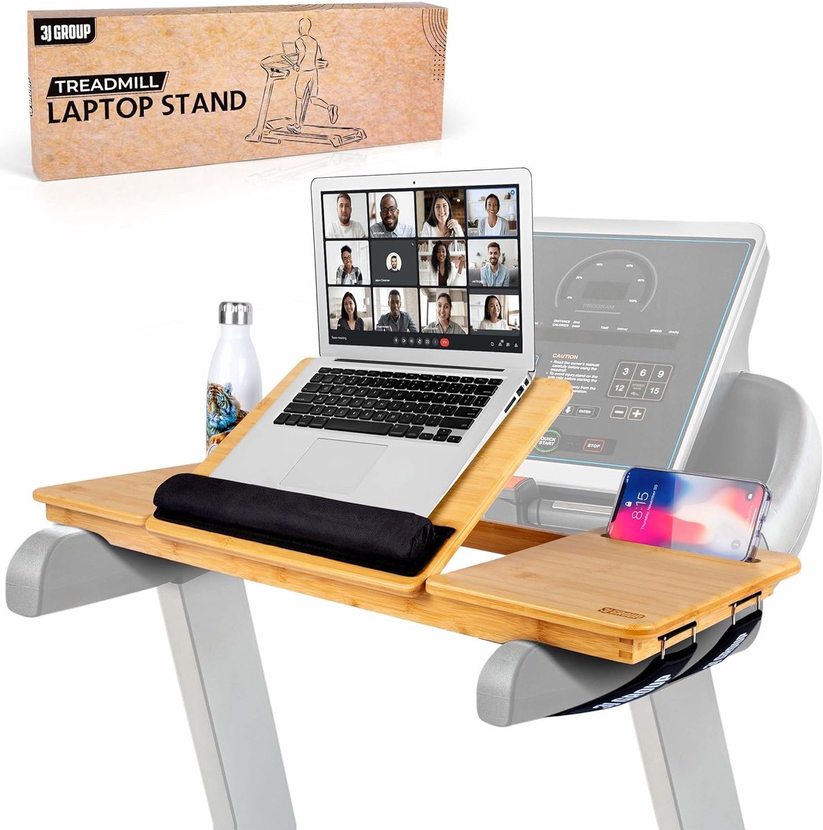 Bureau houder voor loopband met polssteun, bekerhouder en anti-slip pads