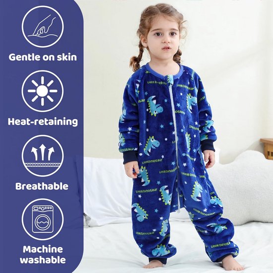 Slaapzak met Voeten voor Kinderen 2,5 TOG - Flanellen Pyjama voor Winterse Nachten van Merkloos — afbeelding 3
