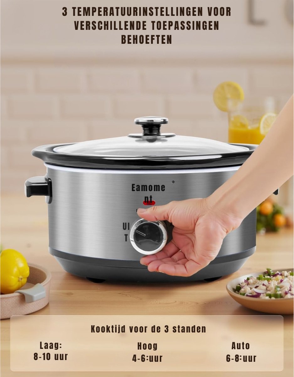 Zyrex Slowcooker met Timer Rood 24cm x 31cm x 18cm - afbeelding 2