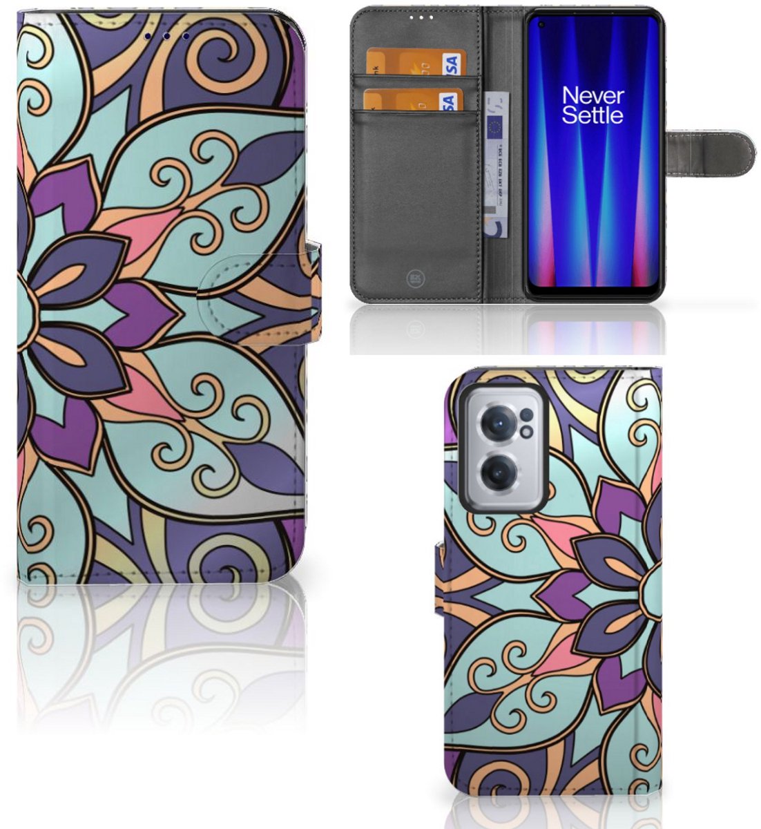 OnePlus Nord CE 2 Hoesje Purple Flower