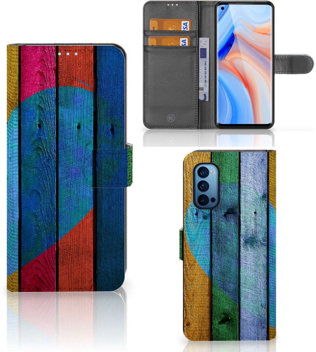 OPPO Reno 4 Pro 5G Book Style Case Wood Heart - Cadeau voor je Vriend