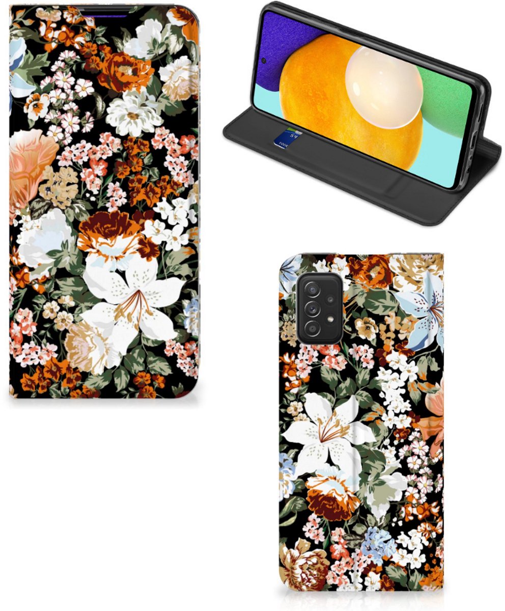 Smart Cover voor Samsung Galaxy A03s Dark Flowers