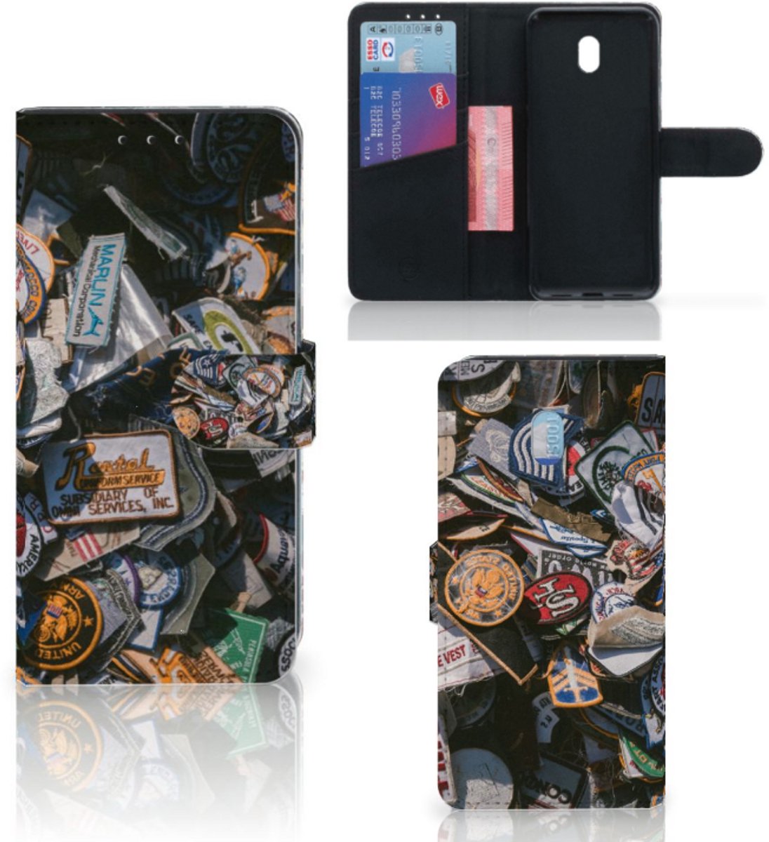 Boekhoesje voor Xiaomi Redmi 8A Telefoonhoesje met foto Badges