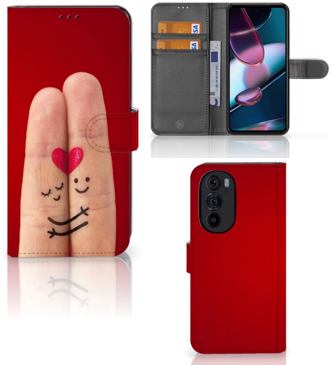 Motorola Edge 30 Pro Wallet Case met Pasjes Liefde - Origineel Romantisch Cadeau