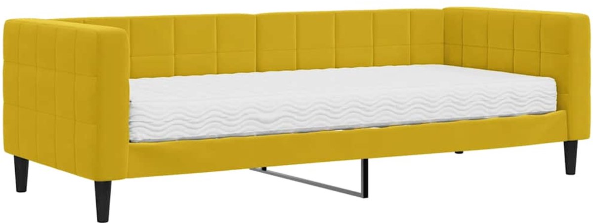 vidaXL Slaapbank - met - matras - 80x200 - cm - fluweel - geel
