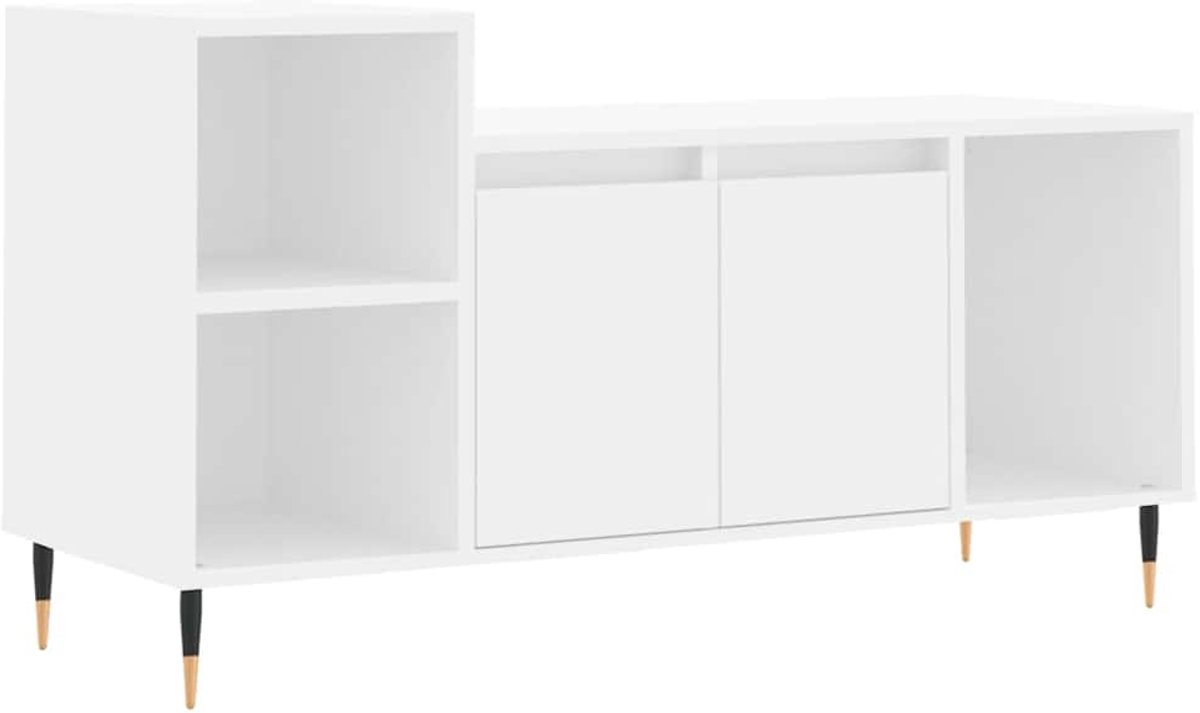 vidaXL - Tv-meubel - 100x35x55 - cm - bewerkt - hout - wit