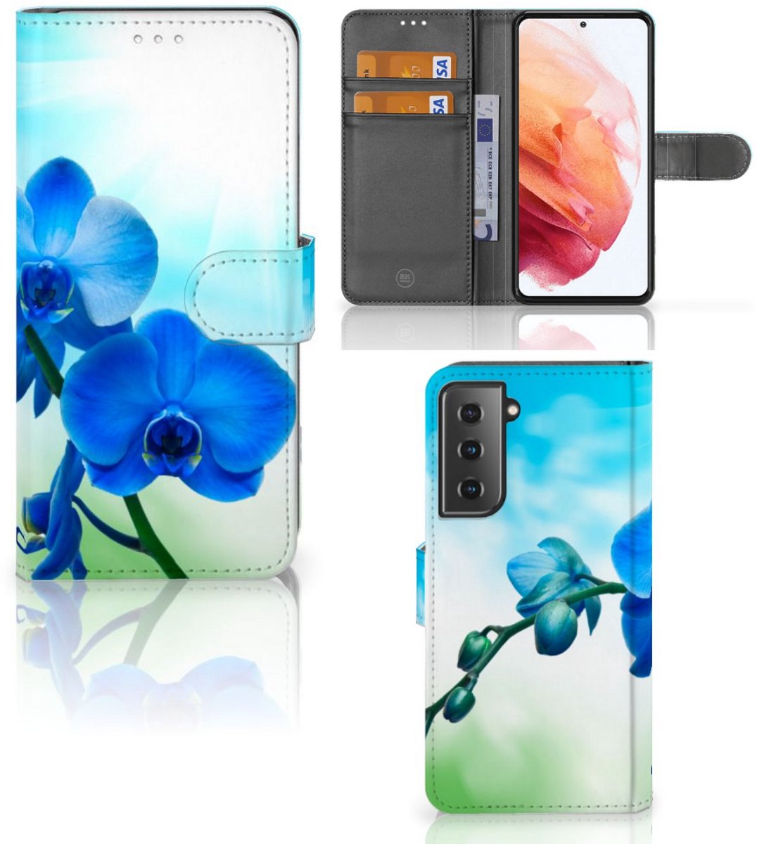 Samsung Galaxy S21 Hoesje Orchidee Blauw - Cadeau voor je Moeder