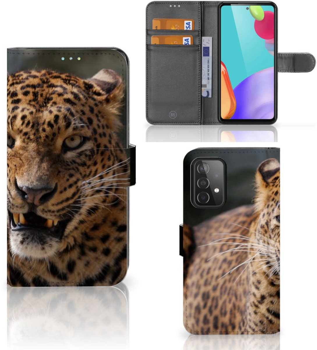 Samsung Galaxy A52 Telefoonhoesje met Pasjes Luipaard