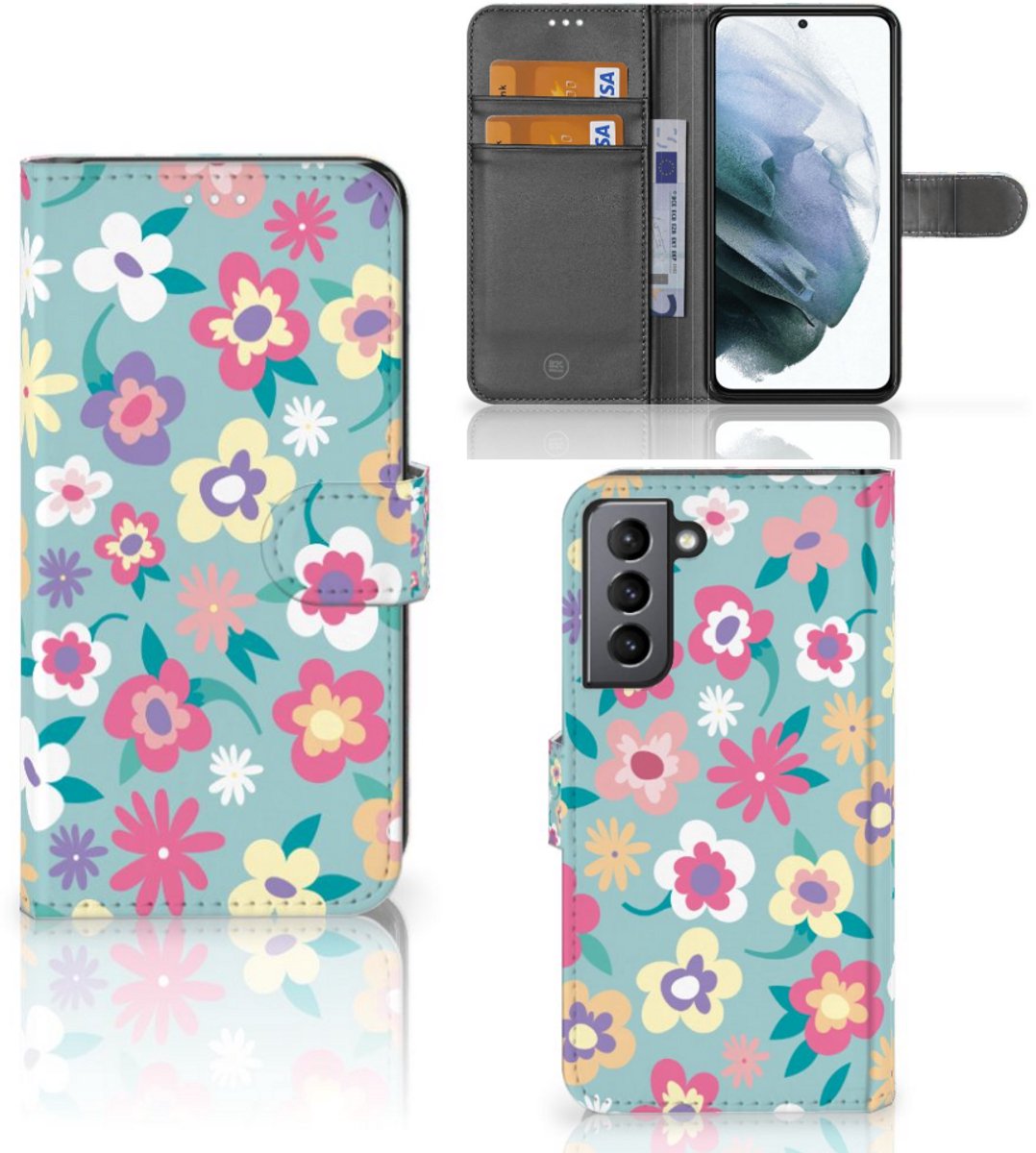 Book Case voor Samsung Galaxy S21 FE Hoesje Flower Power