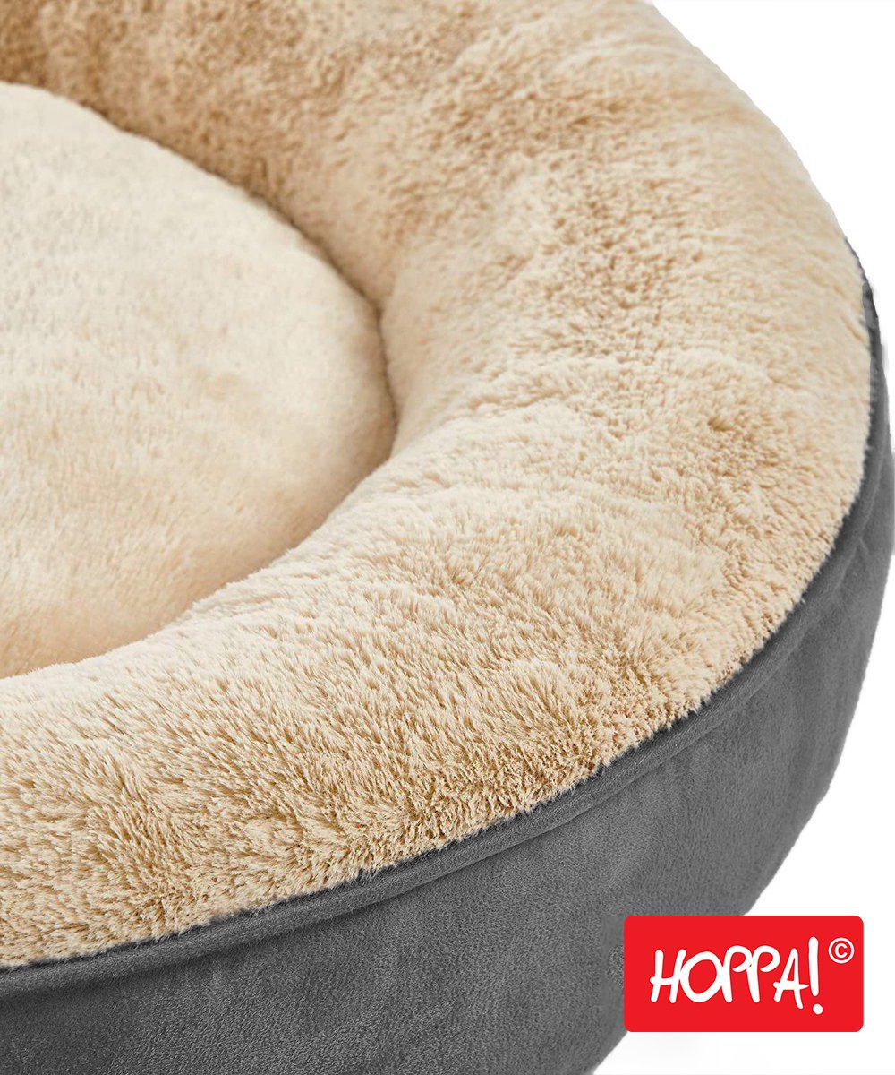 Hoppa! Hondenmand - Hondenbed - Kattenmand - Kattenbed - Afneembare hoes - Honden / Katten Donut - Ø 50 cm - Antraciet – foto 7