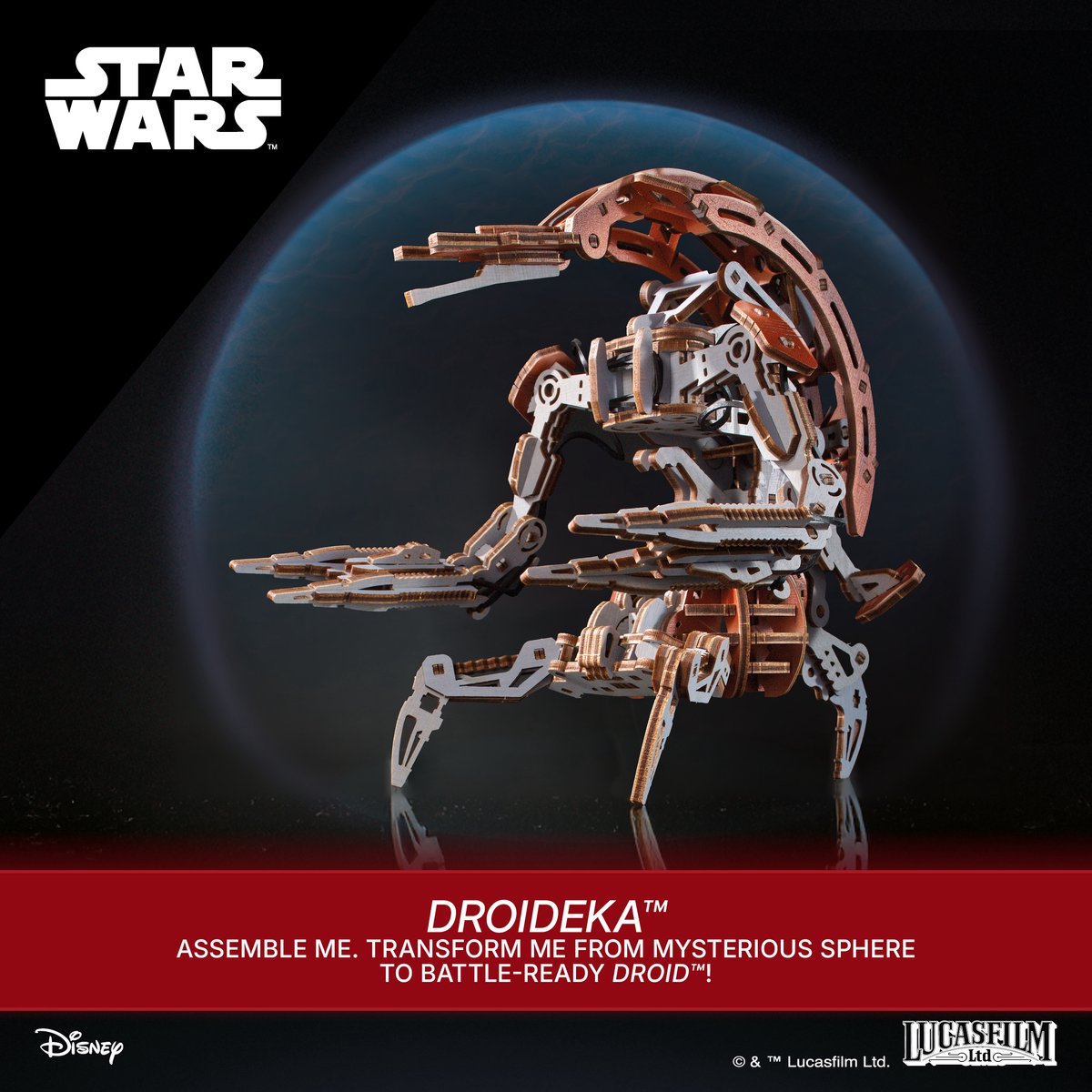 UGEARS 3D Modelbouw - Droideka™ - Star Wars - Mechanisch Bouwpakket Hout - Educatief Speelgoed — afbeelding 19