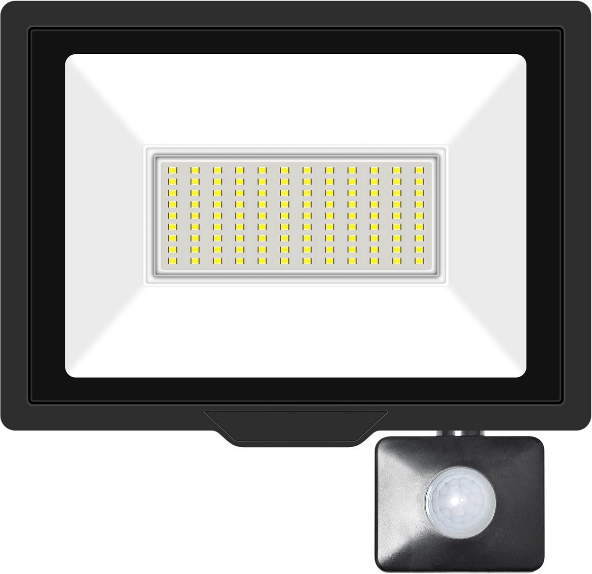 LED Schijnwerper 75W met Bewegingsmelder - Waterbestendige Veiligheidsverlichting voor Tuin, Garage en Ingang