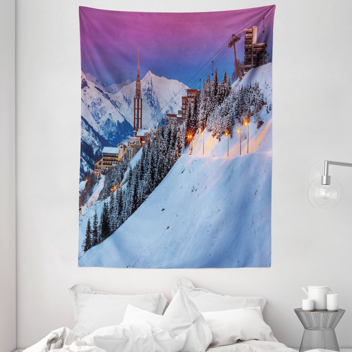 ABAKUHAUS Wintertapijt, Majestic Sunrise Ski, 110 x 150 cm, veelkleurig
