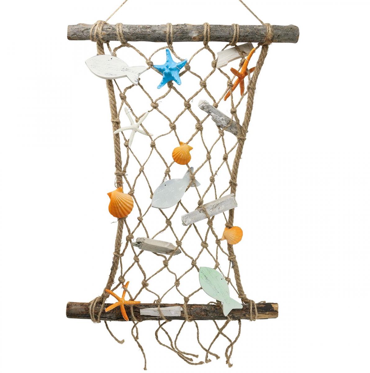 Visnet decoratie wanddecoratie vis maritiem decoratie 38x50cm