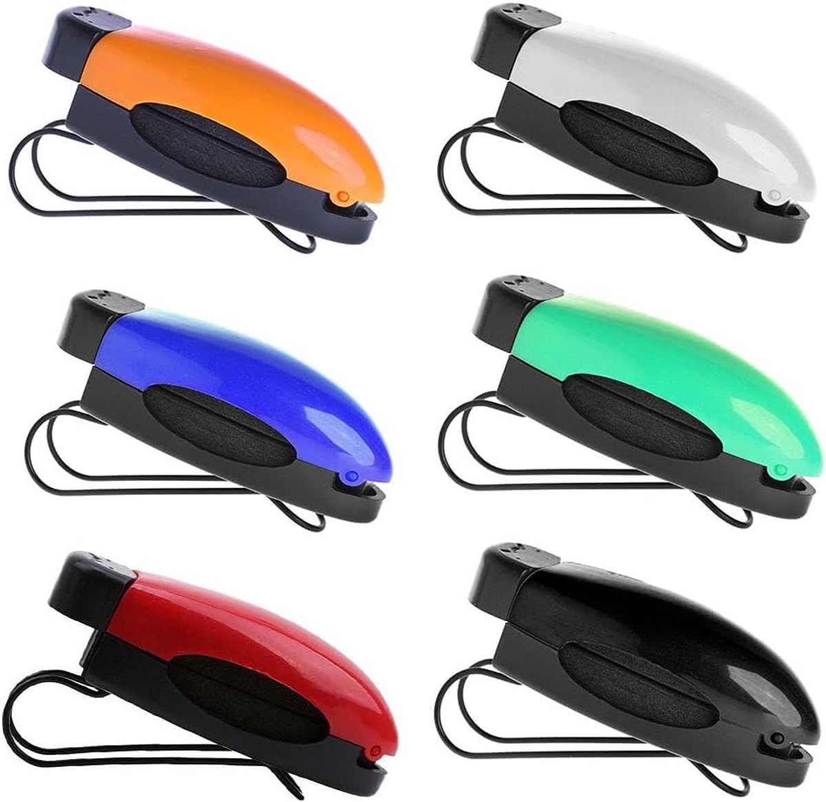 Auto Zonneklep Clip Houder voor Zonnebrillen - 6 Stuks in Diverse Kleuren