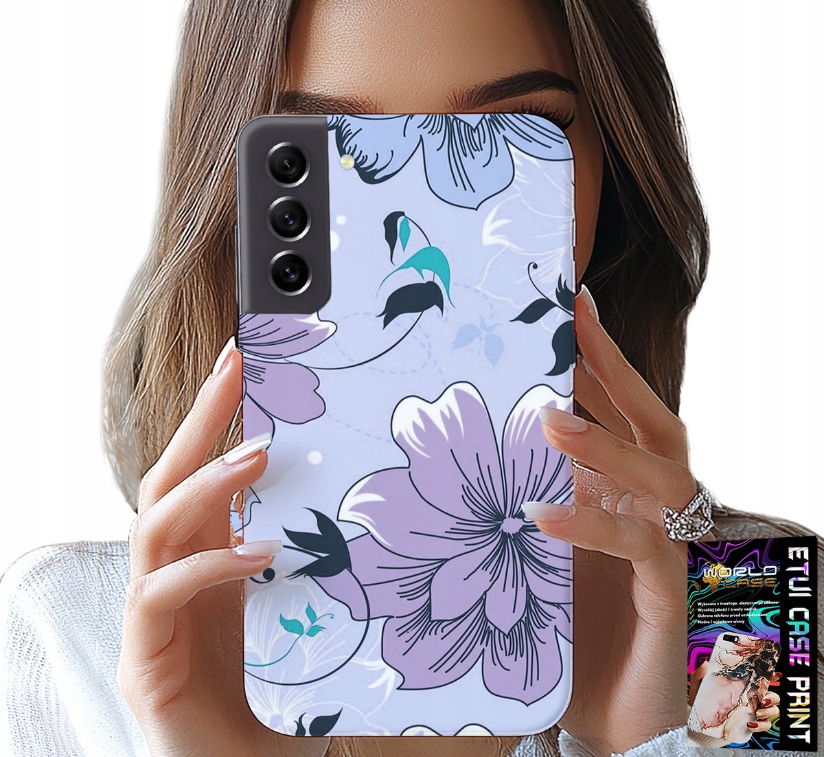 HOESJE VOOR SAMSUNG GALAXY S22 PLUS - BLOEMEN, MODIEUZE PATRONEN, ACHTERKANT