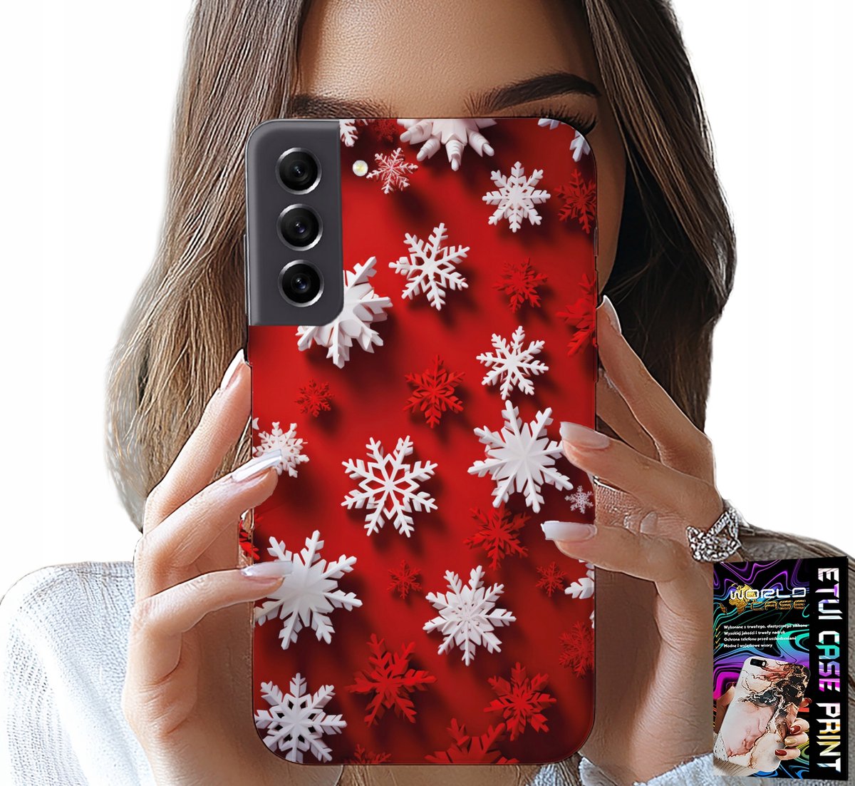 HOESJE VOOR SAMSUNG GALAXY S21 FE - SNEEUWVLOKKEN, SNEEUW, STERREN, KERST