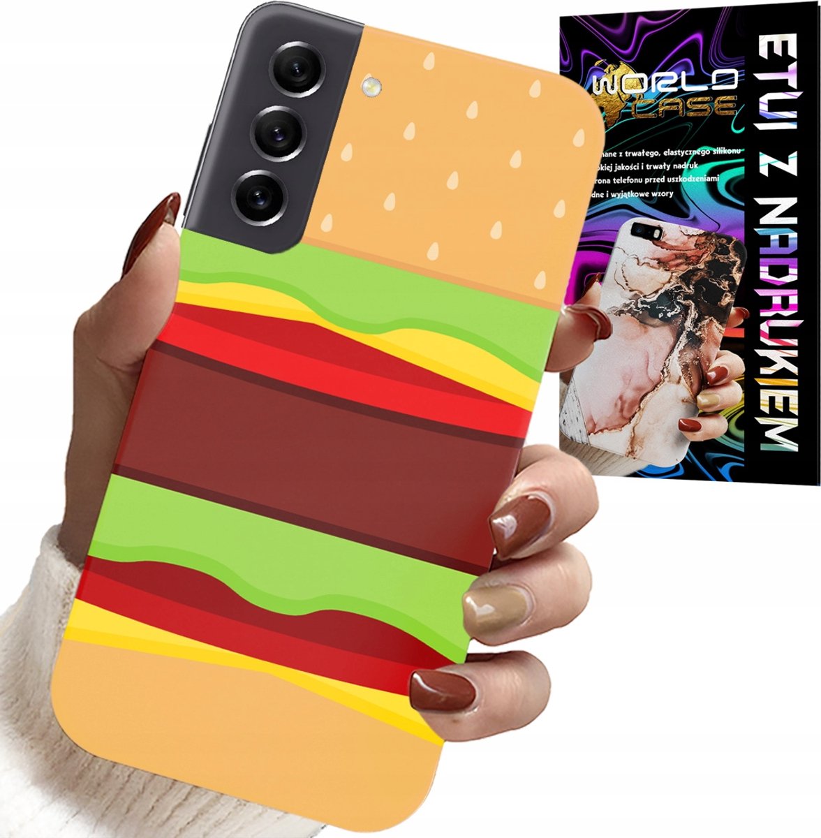 HOESJE VOOR SAMSUNG GALAXY S21 - HOESJE MET BURGER- EN CHEESEBURGER-OPDRACHT