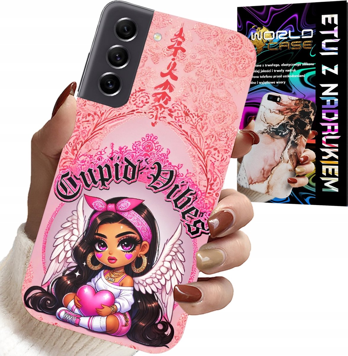 HOESJE VOOR SAMSUNG GALAXY S21 - CUPID VIBES MET EEN SCHATTIGE ENGEL OP DE ACHTERKANT