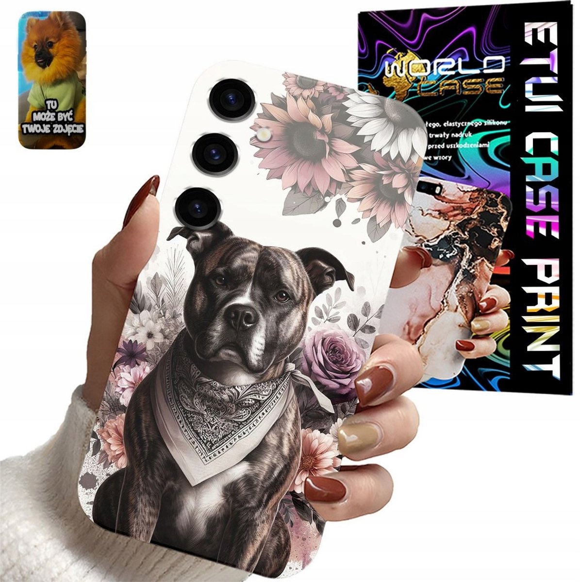 Hoesje voor Samsung Galaxy S24 FE met pitbull-hondenpatroon + glas
