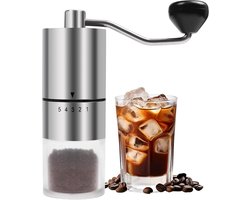 Handbediende koffiemolen - Koffiemolen - Met keramische maalschijf - voor espresso en French press - 5 instelbare malstanden - Handmolen met ingebouwde maalschijf - Voor thuisgebruik en op reis of tijdens het kamperen - Koffiemolens met handzwengel