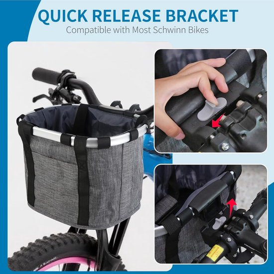 Opvouwbare Fietsmand - Hondenmand fiets voorop - Fietsmand voor Hond - Hondenmand fiets - Fietsmand - fietstas hond -Huisdiermand - hondenmand fiets - fietstas stuur -Fietsstuurmand - afneembaar - voor mountainbiken, picknicken en winkelen - Grijs van Merkloos — afbeelding 2