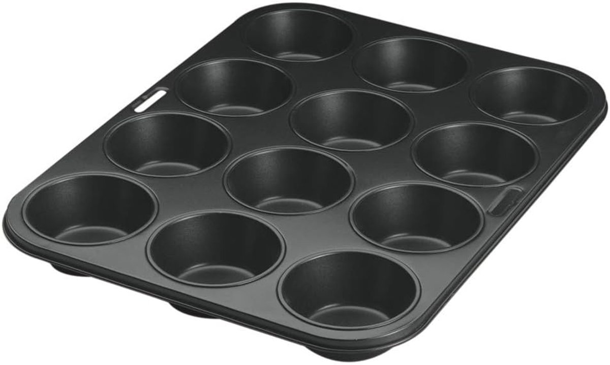 Muffinvorm - Cupcake blik - Bakken thuis - 12 holtes - 40 x 27 cm - zwart