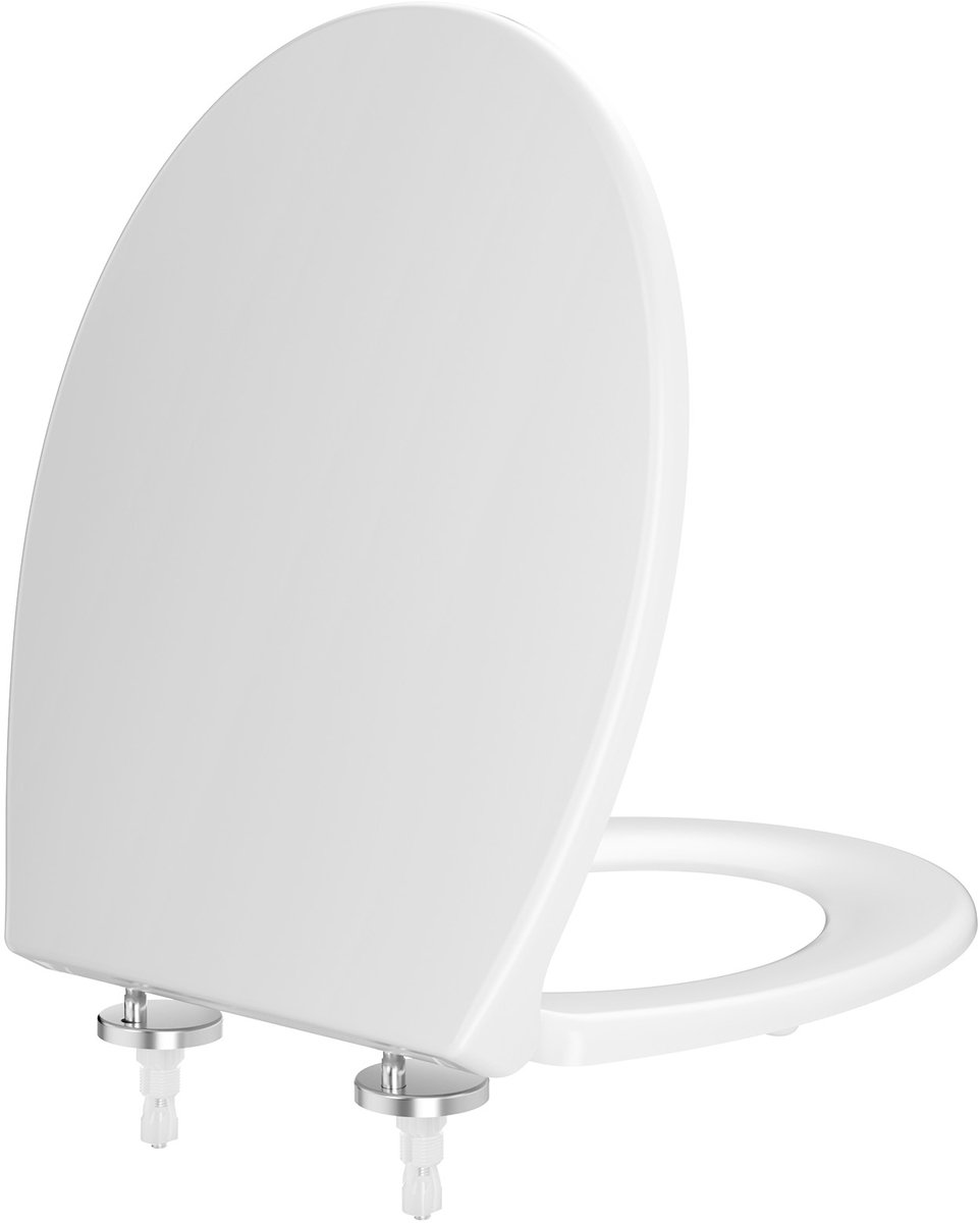 KUTAS - WC bril O-vorm - Toiletbril met deksel - Softclose - Easy clean functie - 37x45 cm - Duroplast Wit - Belastbaar tot 250 kg