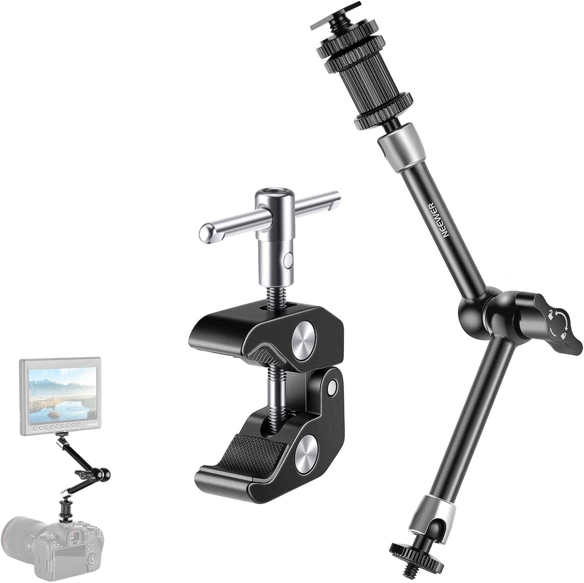 Super Klem Arm - Verstelbare Montage - Camera Uitbreiding - 360 Graden Kogelkop - 279 cm - Zwart