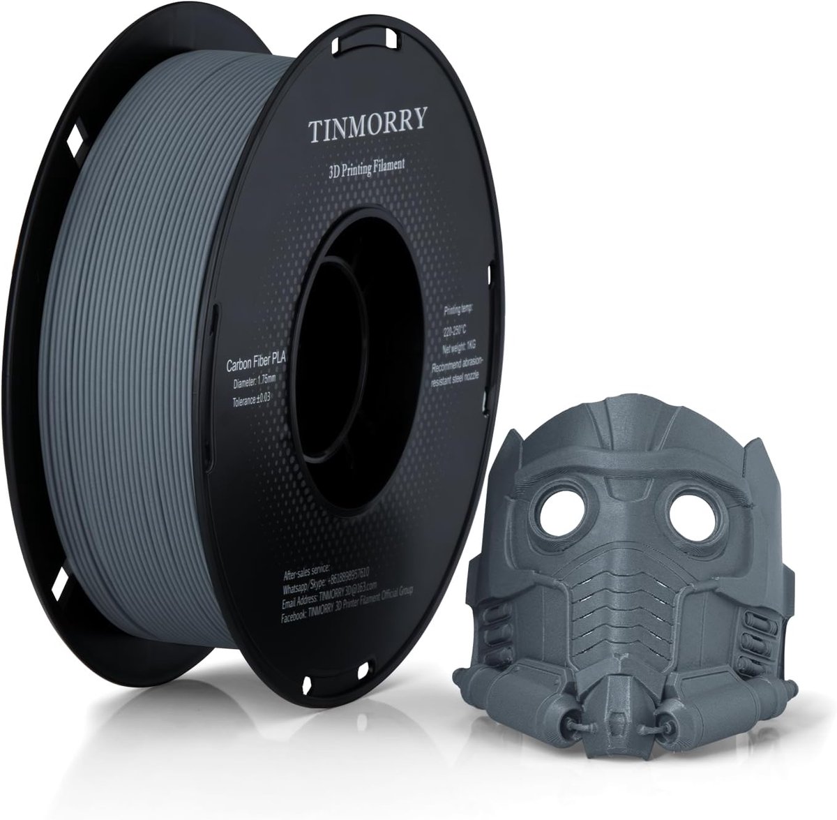 3D Print Filament - Koolstofvezel PLA - Sterke Prints Maken - Hoge Snelheid Printen - 1.75mm Diameter - Koel Grijs
