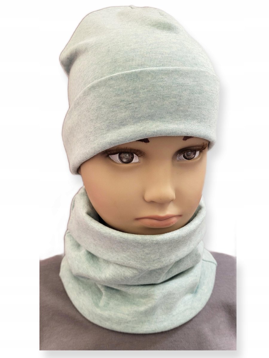 Dartomik - Babymuts en Sjaal Set - 34/38 - Melange Mint