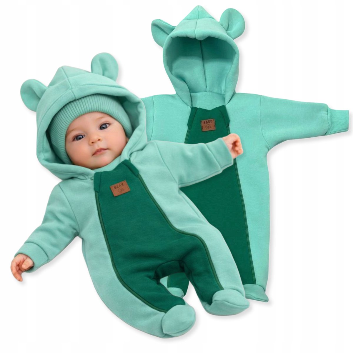 Dartomik Abcdefg-baby - Baby Jumpsuit - 56 - Mintgroen - Twee Ritsen