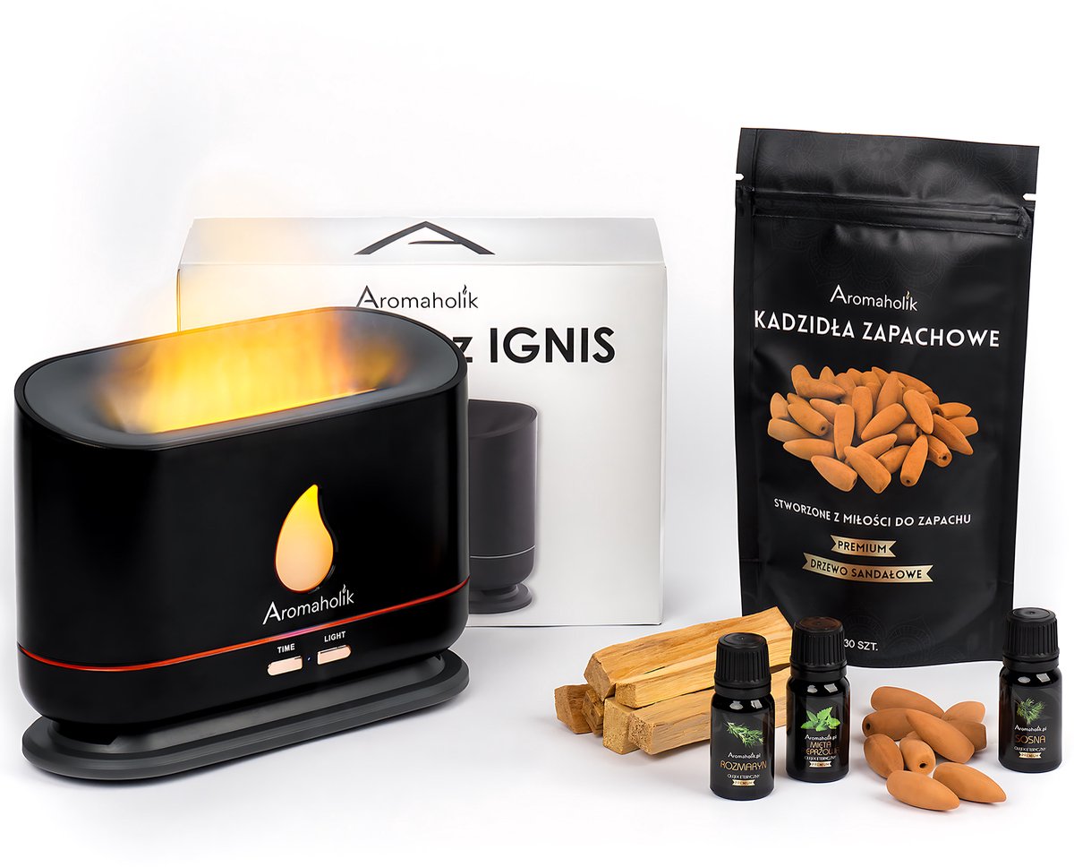 Aromaholik IGNIS - Luchtbevochtiger - Zwart - LED Verlichting - Aromatherapie