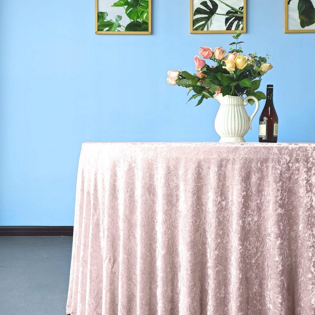 Merkloos - Tafellaken - Velvet - Roze - Ø340cm