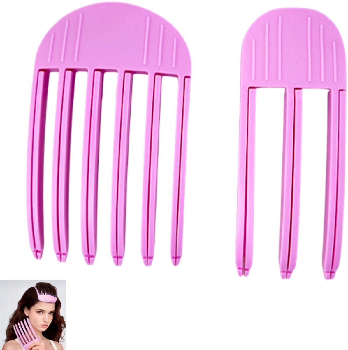 2 stuks - Haarwortellifter – haarvolumeclips - geschikt voor krullend haar, rechte pony en volumineuze kapsels bovenop - unisex - Roze rood - 14.5.7cm