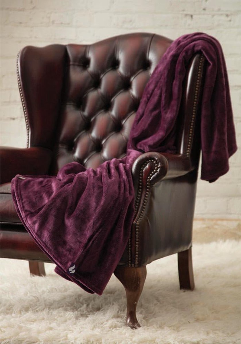 Fleece Deken - Warm Plaid - Koude Avonden - Extra Zacht Materiaal - 180 x 200 cm - Wijnrood — cadeau in Wonen & Interieur - foto 7